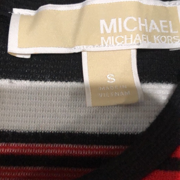 Michael Kors peplum sleeveless top red pink black stripe zip back Small - Picture 8 of 10